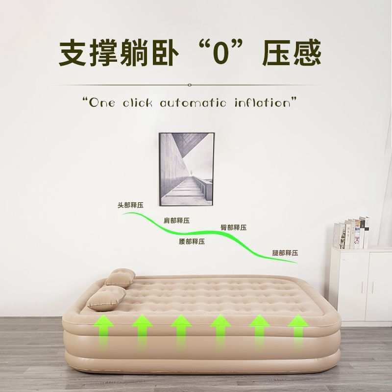 加厚充气床全自动打地铺户外露营双人折叠加高家用便携单人气垫床