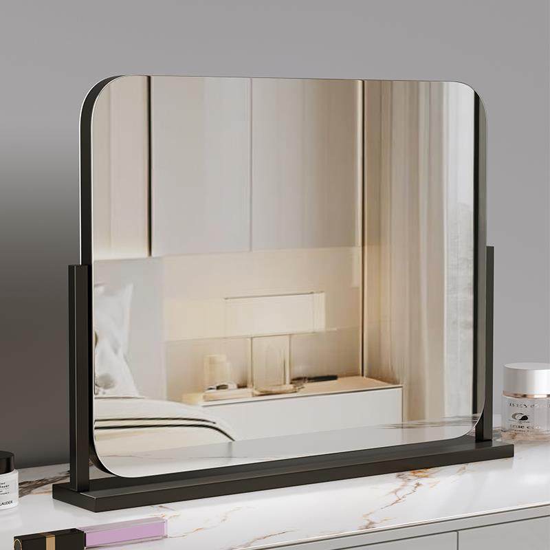 化妆直播镜子台式大号高清桌面欧式方形旋转卧室梳妆镜不带灯