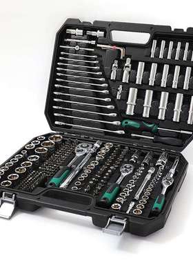 216PCS黑盒组套工具箱棘轮扳手铬钒钢套筒多型号组合汽车维修工具