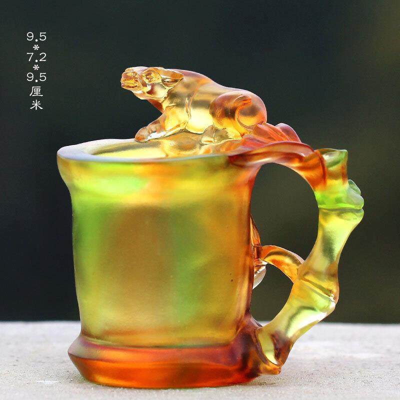 琉璃牛笔筒创意桌面摆件办公书房前台居家摆放朋友送礼生肖工艺品