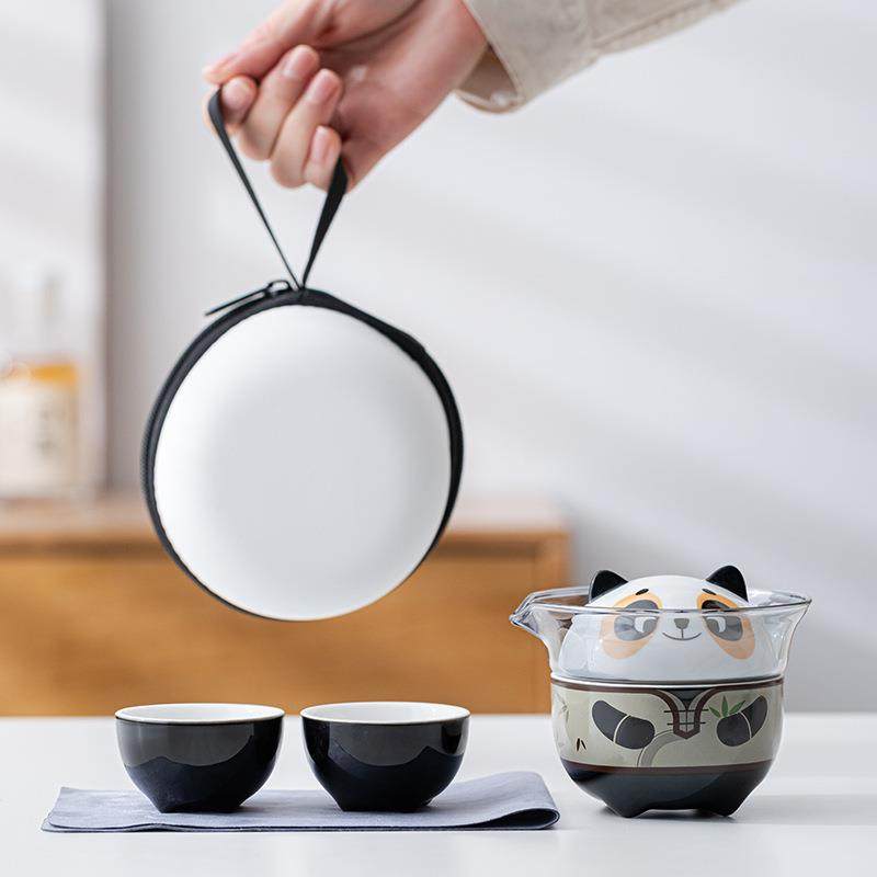 创意熊猫旅行茶具户外露营一壶三杯快客杯随身便携式泡茶壶套装,畜牧/养殖物资,畜牧/养殖器械,淘宝优惠券,粉丝福利购,淘宝优惠卷