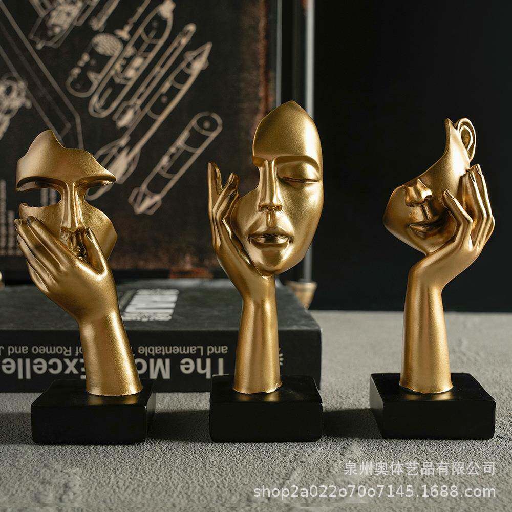 北欧艺术女士脸谱摆件玄关酒柜电视柜装饰品办公室轻奢高档工艺品