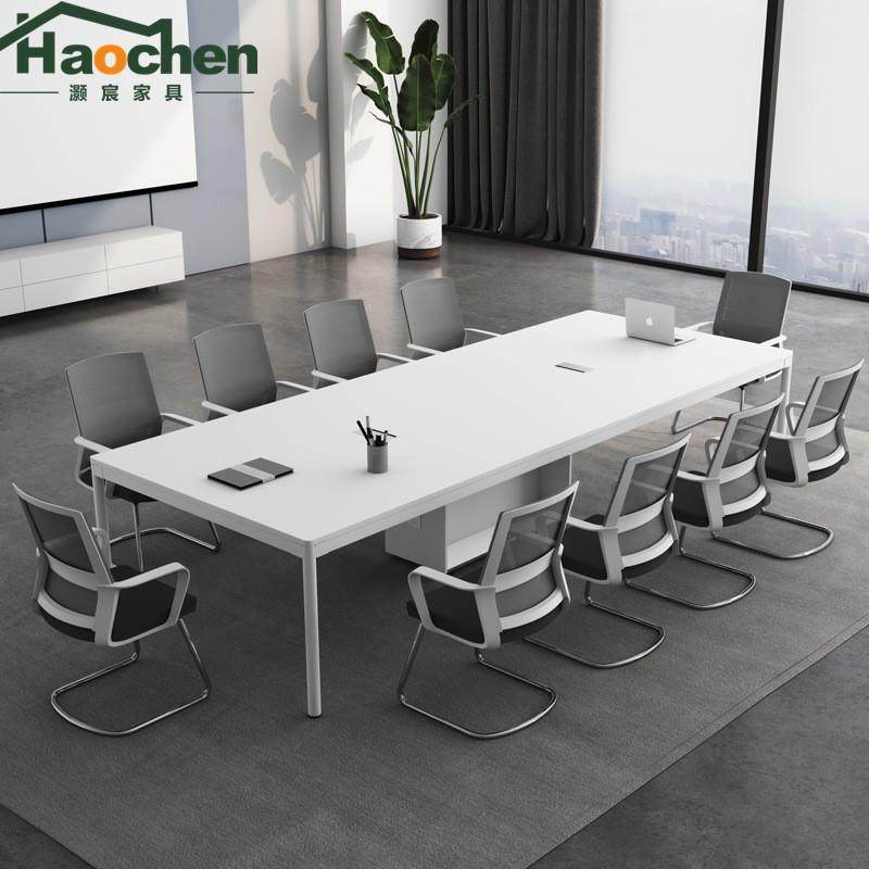 白色会议桌长桌会议桌椅组合简约现代小大型会议室办公桌子办公室