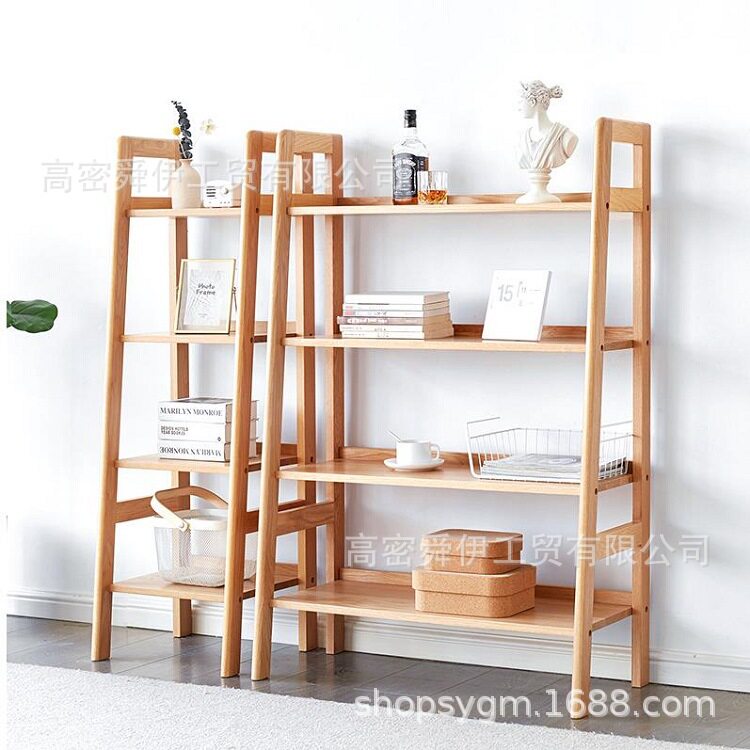 安靠厂家直供实木书架简约现代书房橡木电视边柜组合置物架花架