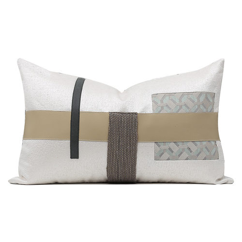 现代轻奢极简拼接艺术个性腰枕样板房沙发家具展厅软装布艺靠垫