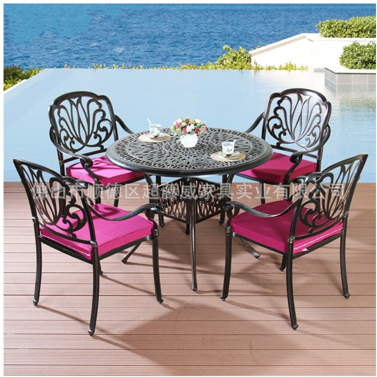 户外金属桌椅庭院家具阳台套装组合三件套茶几欧式铁艺铸铝餐桌