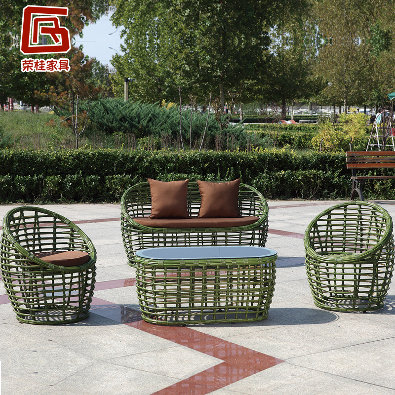 厂家现货批发藤椅四件套编织桌椅休闲庭院户外藤编鸟巢桌椅组合