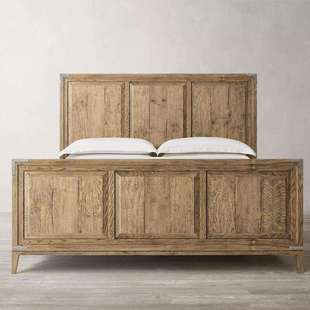 RH家具美式复古做旧橡木全实木床北欧现代简约轻奢卧室单人双人床