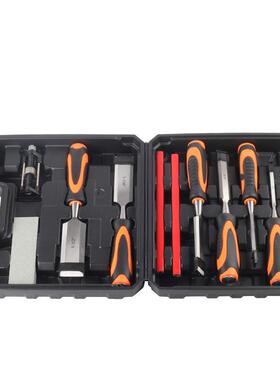 跨境10件套木工凿组套装10PCS平凿扁铲双色穿心塑柄6-38出口