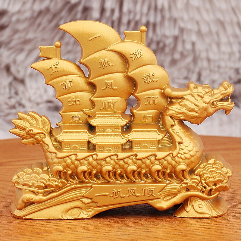 新款龙帆满载而归如意家居收银台开业礼一帆风顺帆船摆件金属工艺