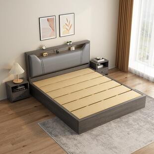 加厚大铺板实木板床1.8米双人床经济型1.5单人床奶油风榻榻米床架