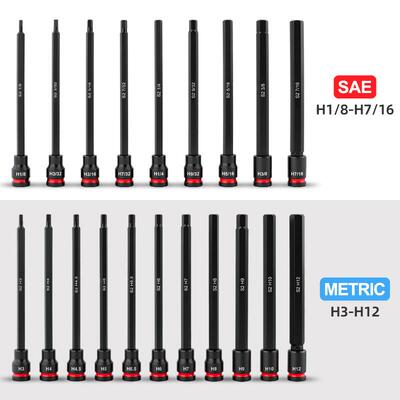 20件套3/8加长公英制内六角套筒旋具套装中飞内6方批头扳手工具