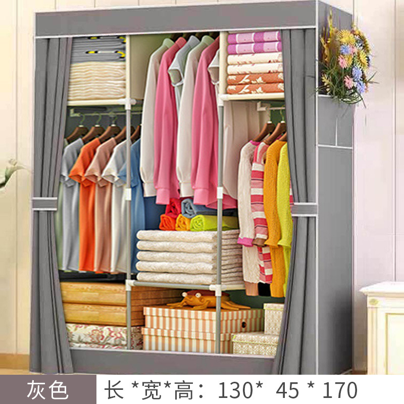 简易衣柜 无纺布折叠布衣柜 大号金属组合130衣柜 简易组装衣橱厂