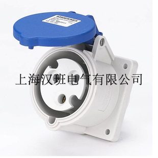 工业插头插座32A 3P单项电源插座220V连接器耦合器蓝色插座
