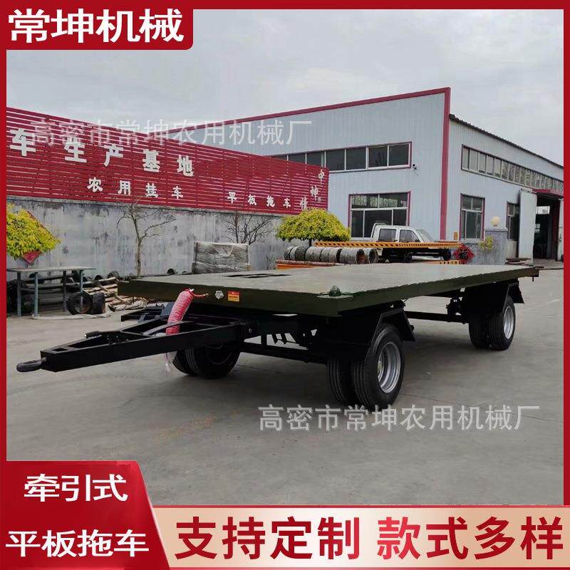 源头厂商双向牵引车载重10吨场地运转工具车大吨位充气胎平板拖车