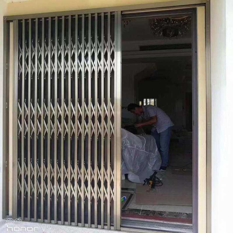 铝合金拉闸门伸缩推拉式不锈钢拉闸门防盗门铁门家用折叠门供应厂