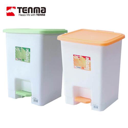 TENMA天马脚踏式塑料垃圾桶家用厨房卫生间卧室带固定圈废纸篓