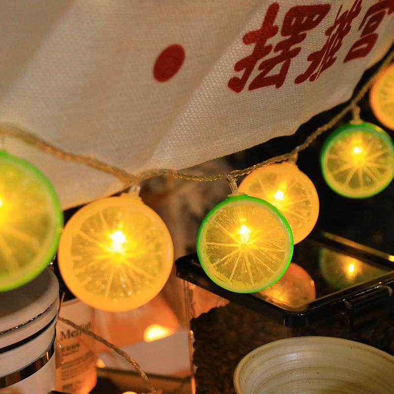 柠檬片装饰灯夜市摆摊串灯LED小彩灯氛围灯摆摊引流神器送电池