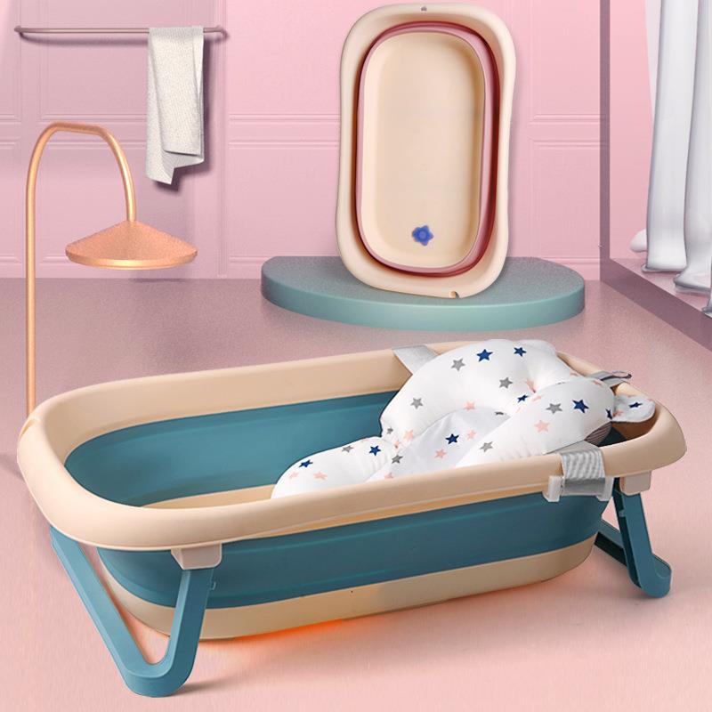 感温儿童澡盆折叠浴盆洗澡盆婴幼儿澡盆便携式宝宝洗澡神器可坐躺