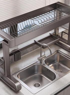 枪灰色水置物架厨房水池洗碗碟台面碗盘收纳多功能碗架沥水架
