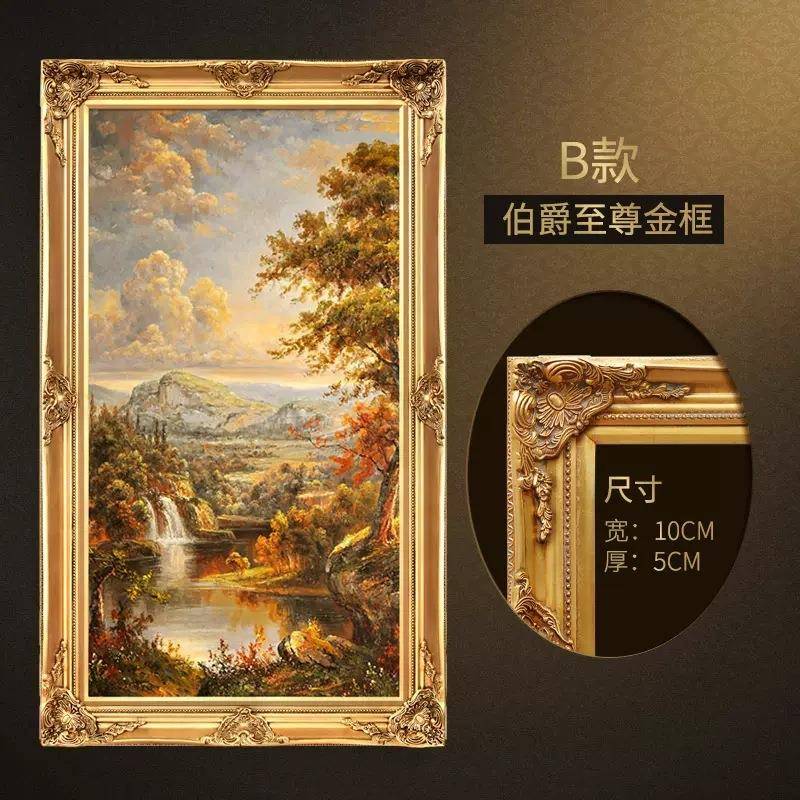 高档新中欧美式纯手绘油画风景油画客厅装饰画别墅客厅玄关挂画艺