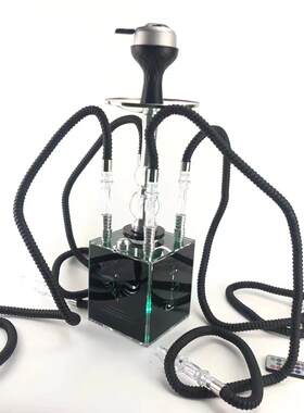 正方水烟壶亚克力水烟壶套装带LED灯正方体水烟成品配件
