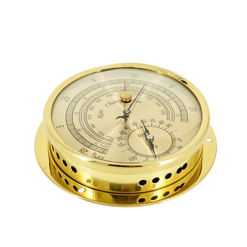 轶品温湿压综合仪铜高精度温湿度大气压表计船用三合一无液气压计