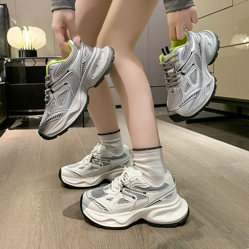 透气显脚小厚底老爹鞋增高运动鞋