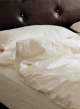 ！不染色天然纯棉A类四件套全棉白色床上用品被套床单母婴