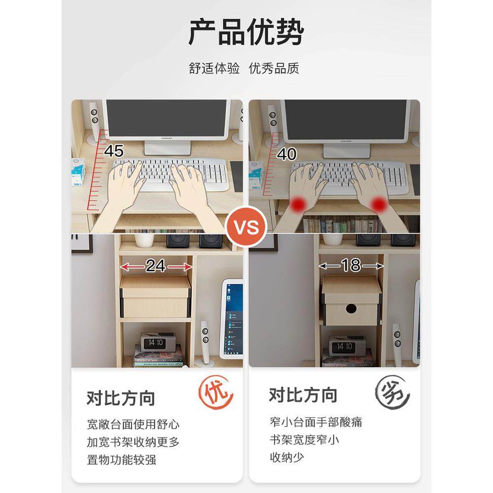 电脑桌台式家用卧室书桌书架组合一体桌简约学生租房角落写字W18,农用物资,其他肥料,淘宝优惠券,粉丝福利购,淘宝优惠卷