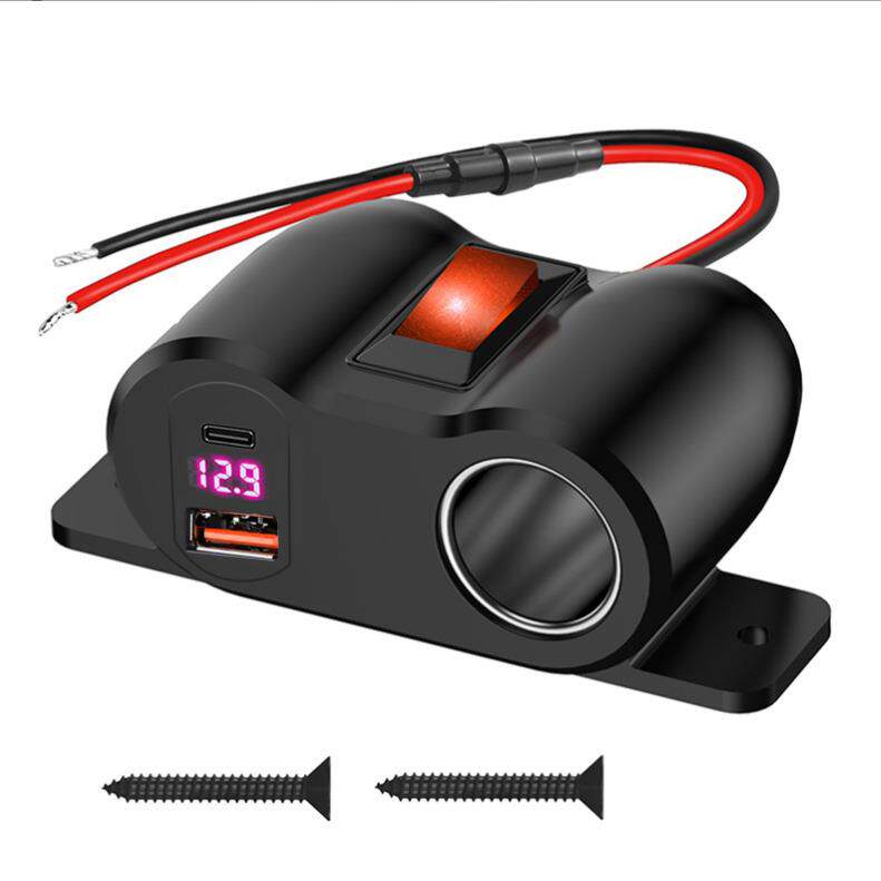 车载充电器热销新款组合QC+PD双USB车充点烟器取电15A车充