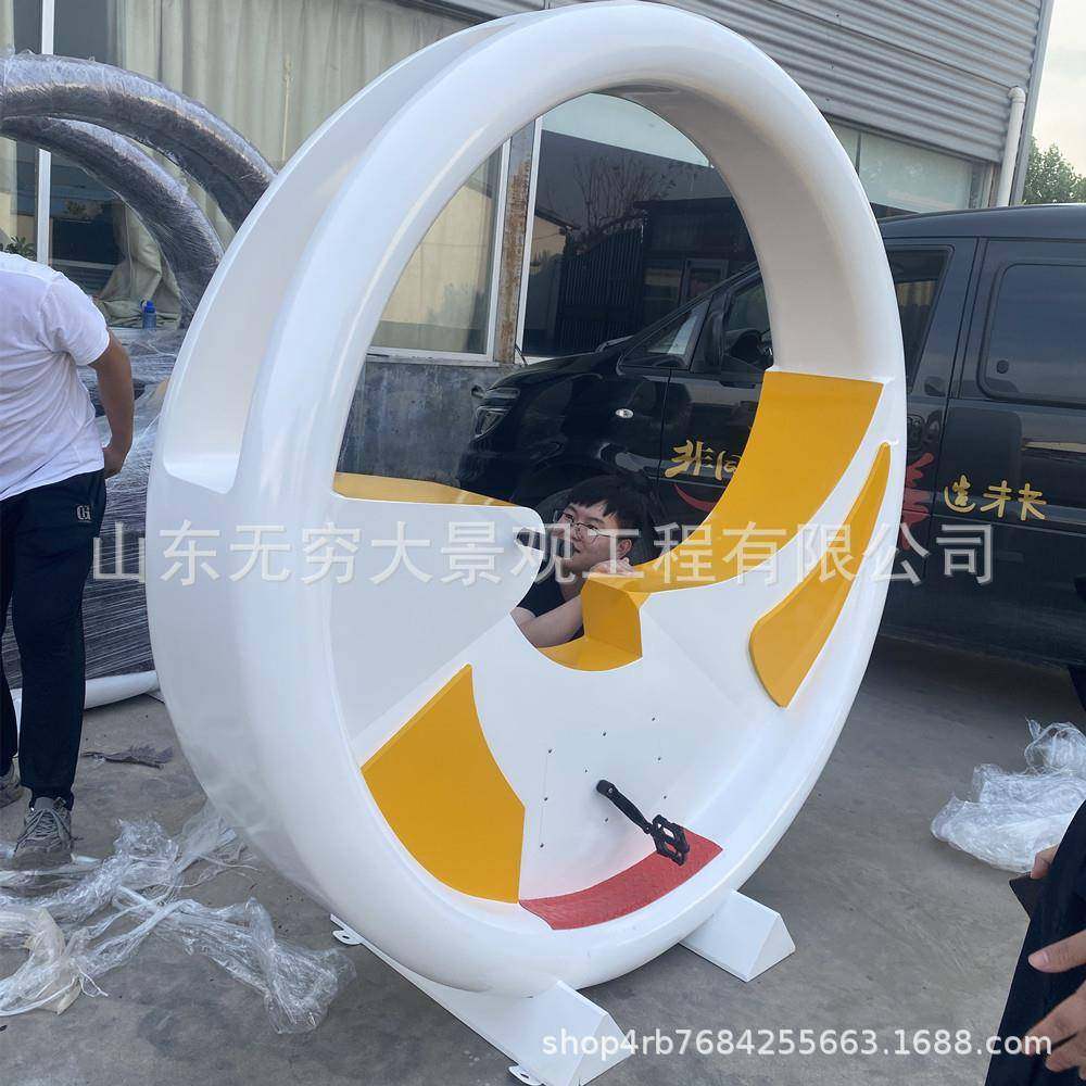 大型不锈钢互动脚踏喷泉水车无动力传感脚踏发电跑马灯发光单车