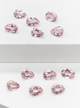 天然粉色摩根石Morganite水滴形裸石戒面尺码齐全可代镶嵌