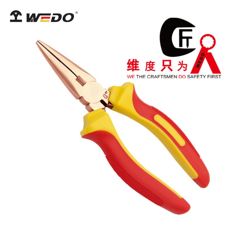 WEDO维度防爆绝缘注塑铍青铜尖嘴钳VDE认证无火花绝缘工具INB6202