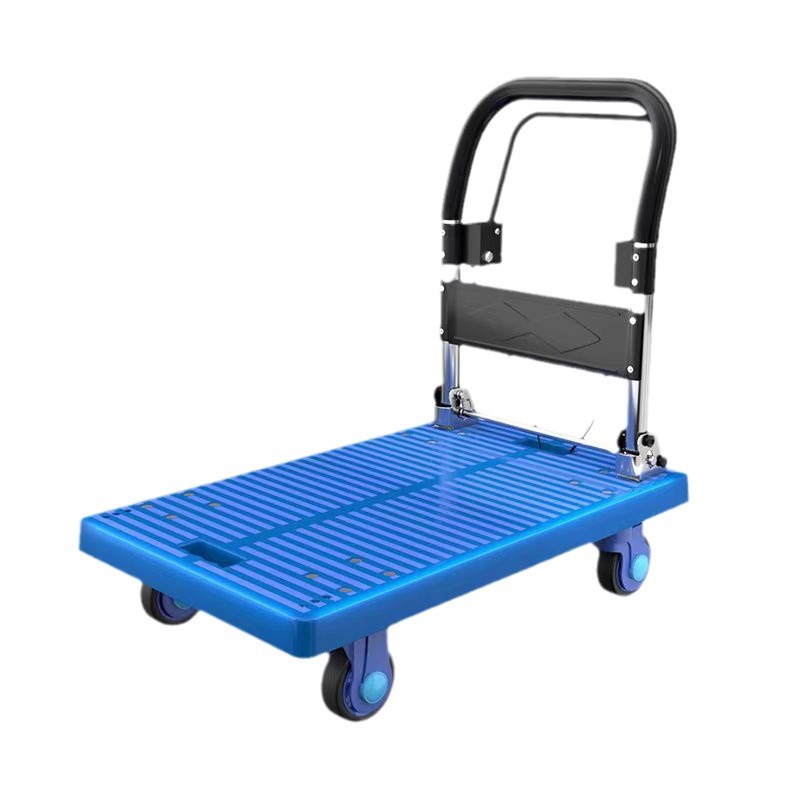 刹车平板手推车小推车高铁机场拉货车四轮拖车搬运拉车静音加厚货