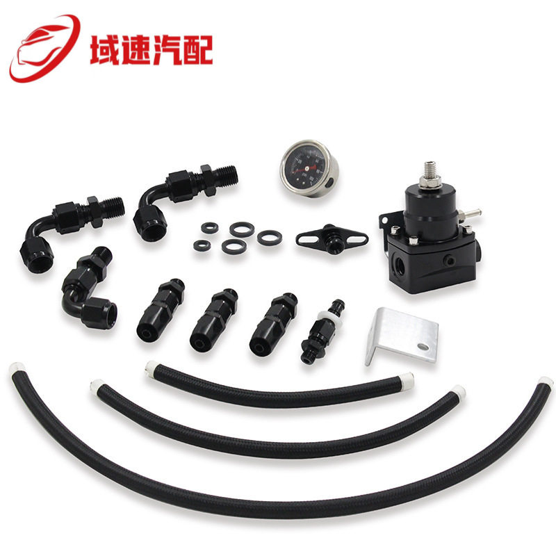 汽车铝制EFI通用可调燃油压力调节器增压器100psiAN6带表软管套装