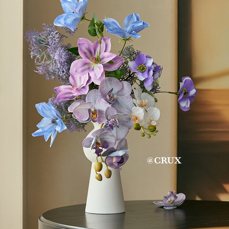 法式复古仿真花摆件客厅紫色手捧花束轻奢高端餐桌花艺