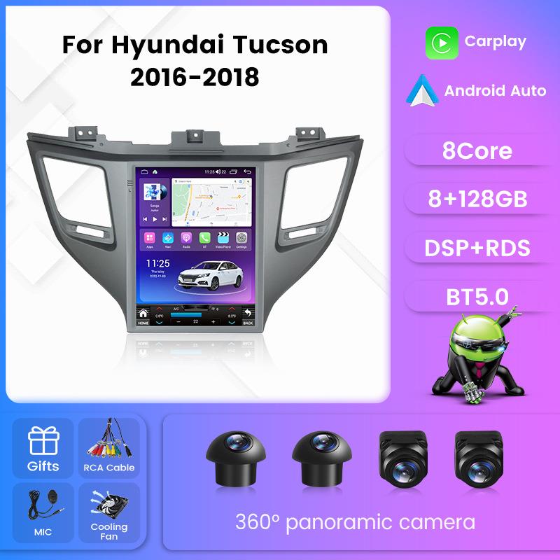 适用于15-18款Tucson现代途胜竖屏安卓车载导航仪无线carplay后视