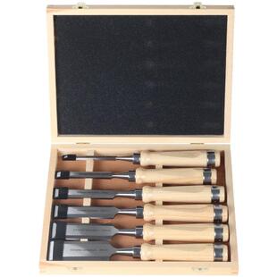 水曲柳柄平凿扁凿扁铲精钢铬钒钢木凿木工工具套装木盒6支组套装