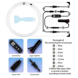 新款汽车冷光线氛围灯七彩声控APP缝隙灯车载音乐中控台发光灯条