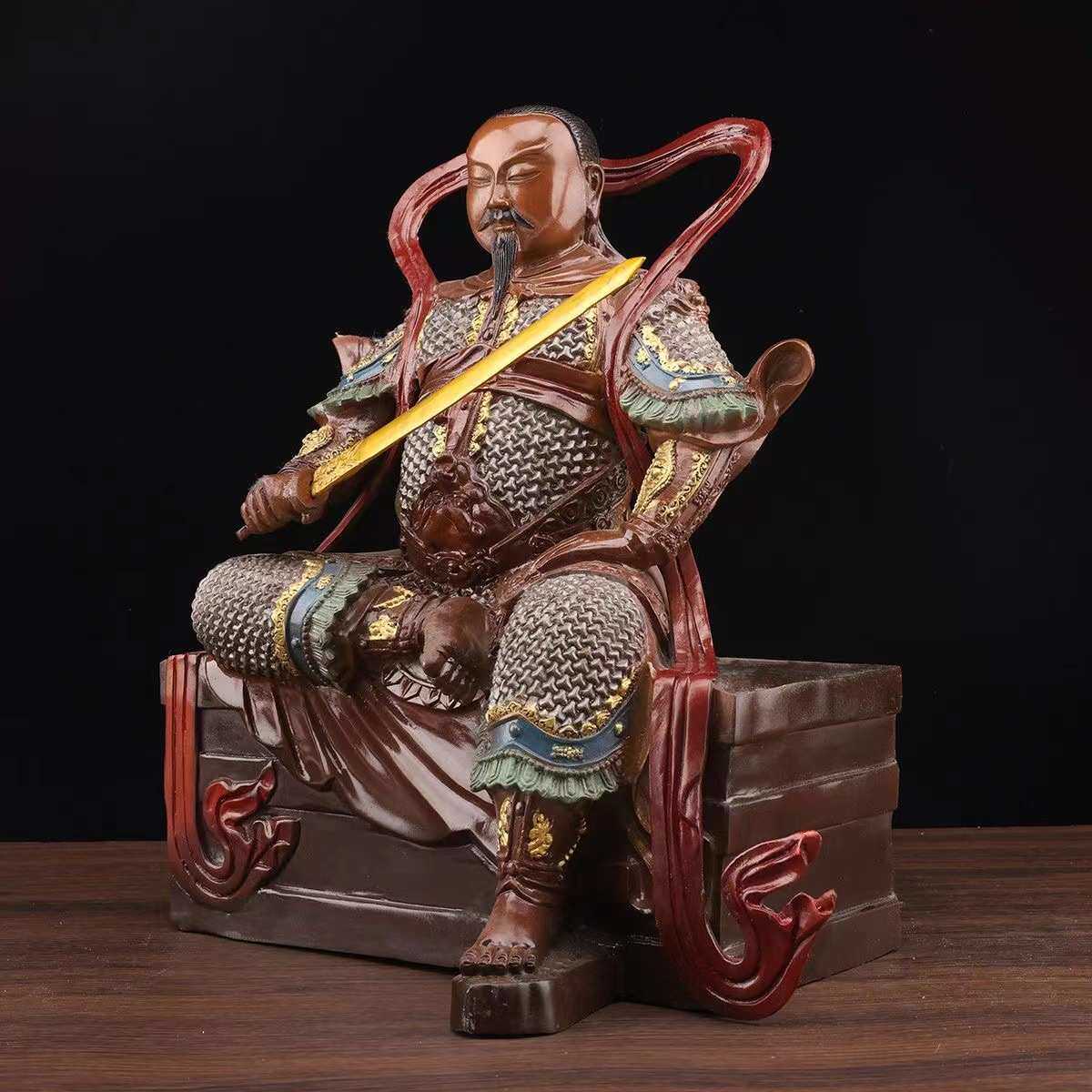 武当山真武祖师摆件纯铜彩绘玄天玄武大帝家用客厅神像祖师爷T