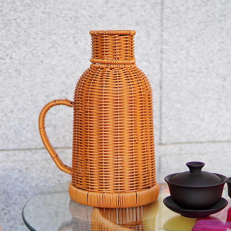 仿藤编保温壶手工编织保温水瓶内胆水壶学生宿舍水壶酒店餐厅茶水