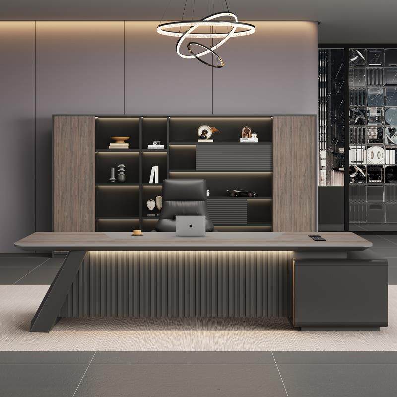 烤漆老板桌办公桌简约现代高档经理办公室主管总裁大班台桌椅组合