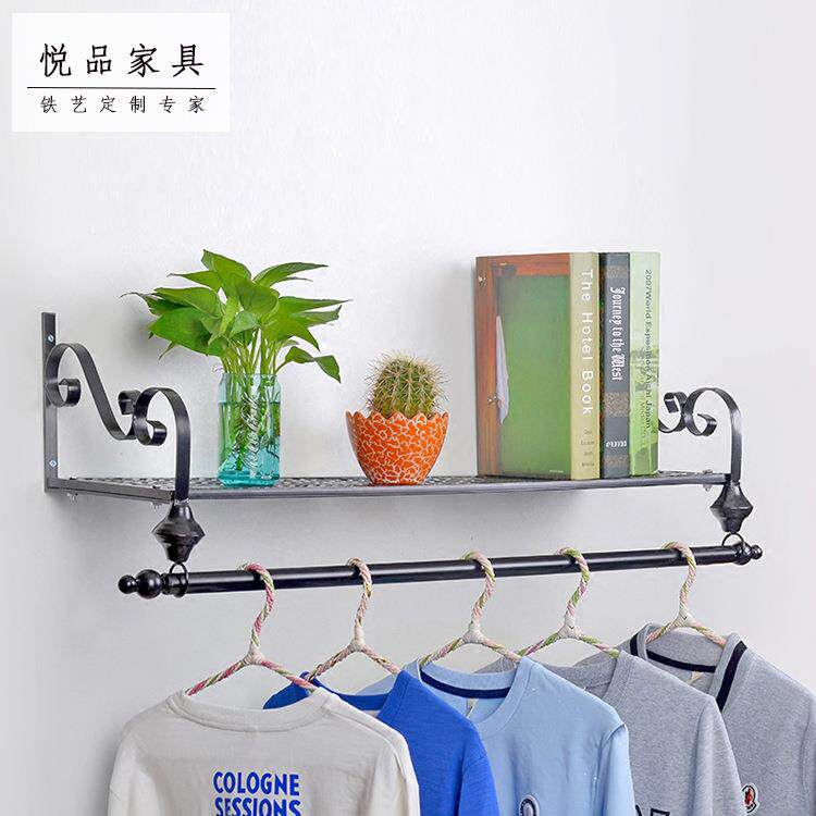 欧式铁艺复古服装架上墙衣服展示架服装壁挂架外贸服装架