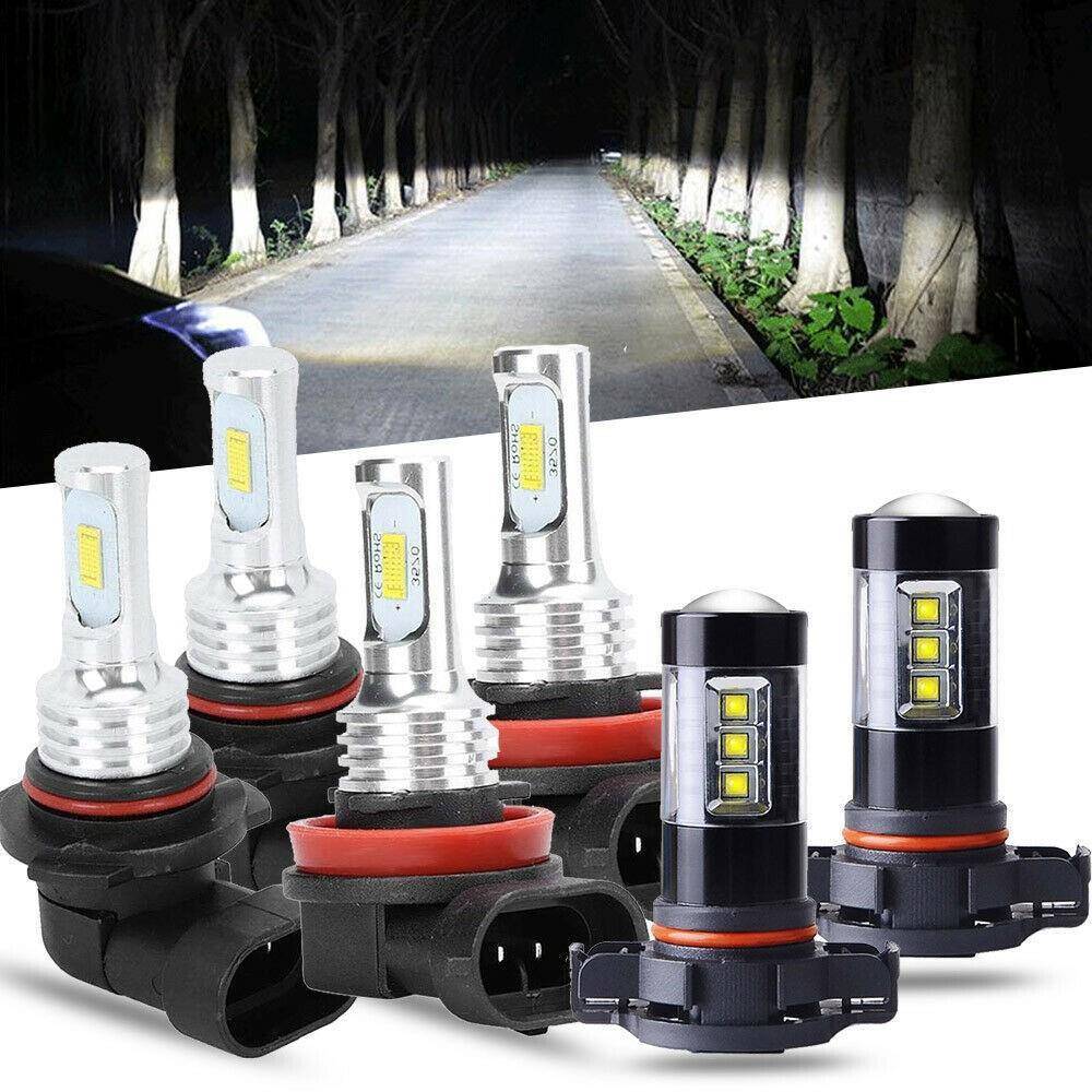 汽车LED大灯9005远光H11近光H16雾灯套装6000K白光套装组合雾灯