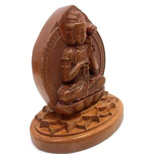 桃木雕刻汽车摆件装饰品创意保平安属马守护神本命佛大势至菩萨