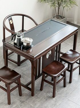 新中式功夫茶桌实木现代简约家用茶桌椅组合客厅办公禅意小茶台