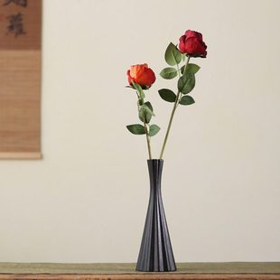 新中式细长陶瓷花瓶花插摆件轻奢高级感玄关客厅桌面电视柜装饰