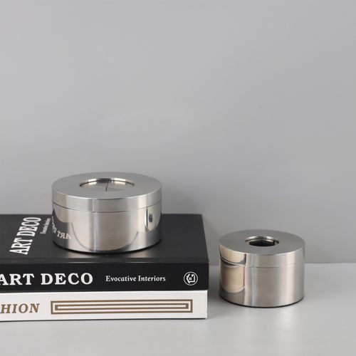 现代简约不锈钢旋转式带盖防飞灰烟灰缸客厅公司办公室家居装饰品