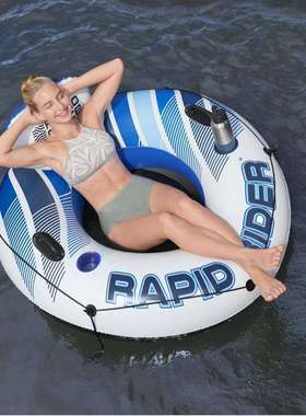 43116加厚超大号胖子泳圈成人充气救生浮圈带把手冲浪坐圈